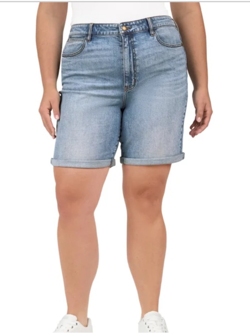 Wrangler Light Blue High-rise Rolled-Cuff Denim Bermuda Shorts